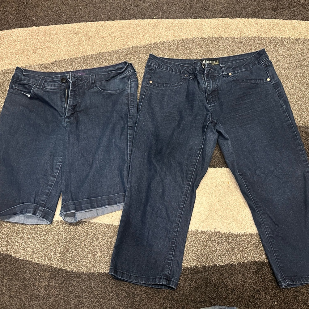 Dark Blue Denim Shorts and Jeans